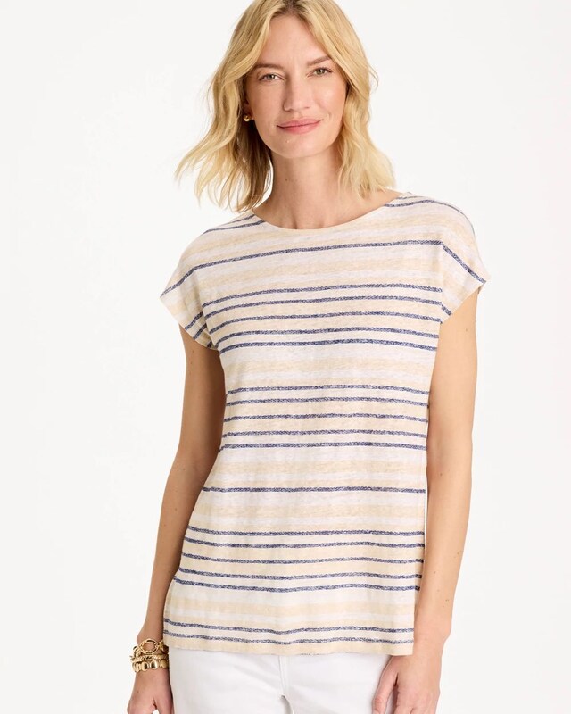 Striped Linen Dolman Tee - image 1